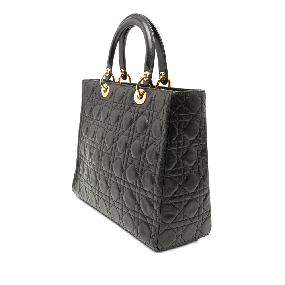 Pre-Loved Dior Large Lambskin Cannage Lady Dior - Picture 2 of 7